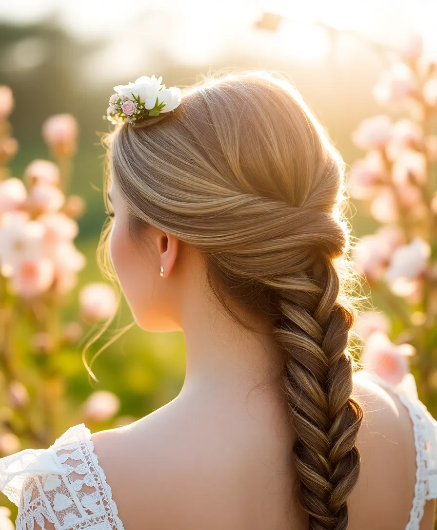 21 Headband Hairstyles Updo You'll Be Obsessed With - 7. Fishtail Braid Updo with a Floral Crown Headband