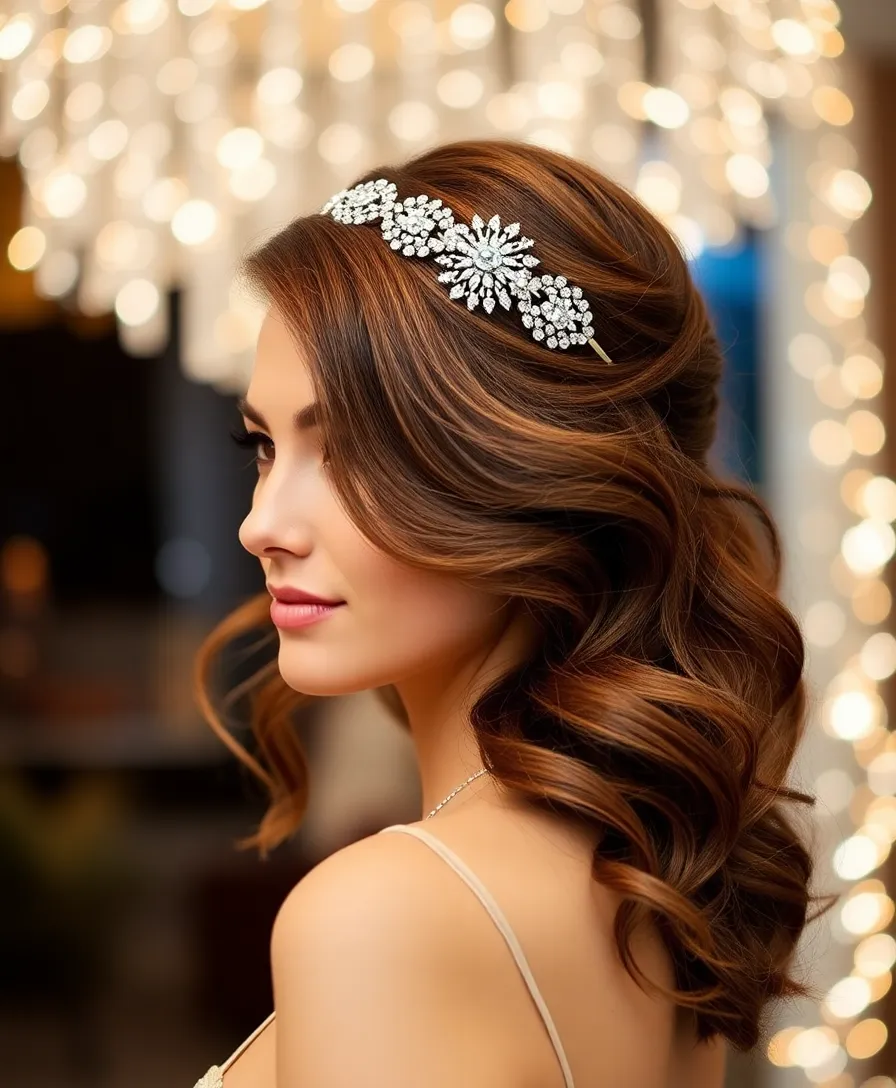 21 Headband Hairstyles Updo You'll Be Obsessed With - 8. Half-Up Half-Down with a Bejeweled Headband