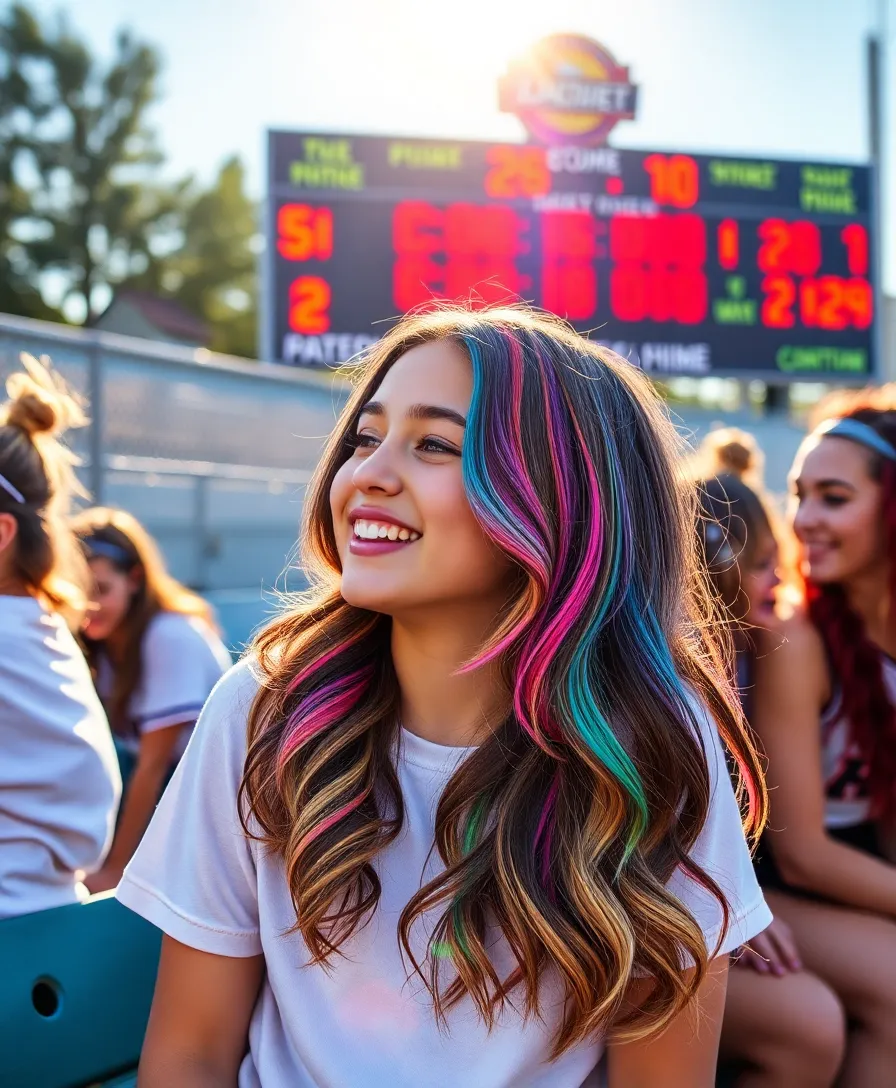 21 Amazing Cute Softball Hairstyles Ideas You Need to See - 13. Colorful Highlights