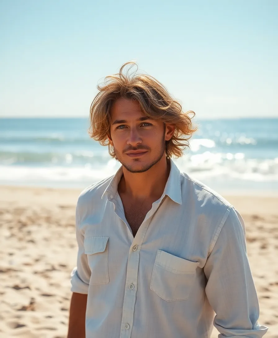 21 Beautiful Men's Long Hairstyles Ideas You Need to See - 5. The Beachy Waves