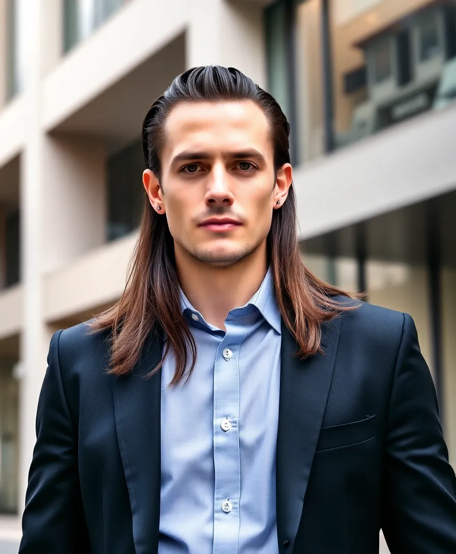 21 Beautiful Men's Long Hairstyles Ideas You Need to See - 12. The Long Slicked Back Style