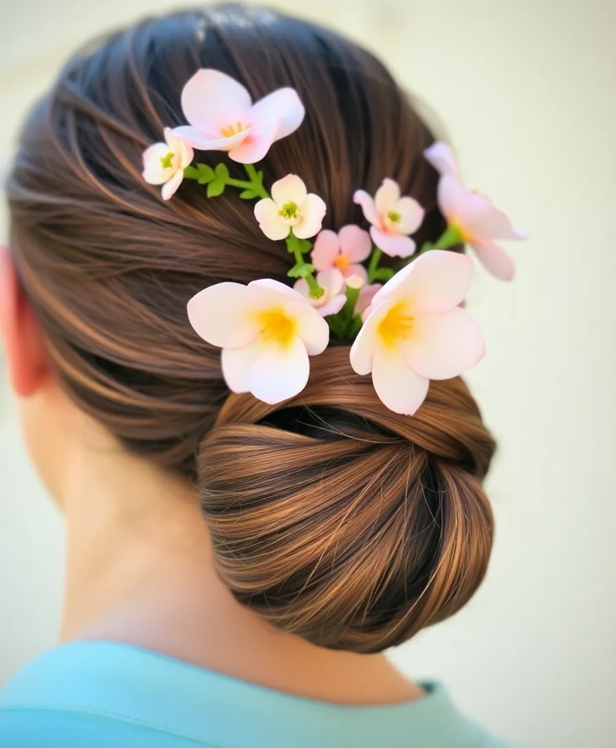 21 Headband Hairstyles Updo You'll Be Obsessed With - 1. Classic Twisted Bun with a Floral Headband