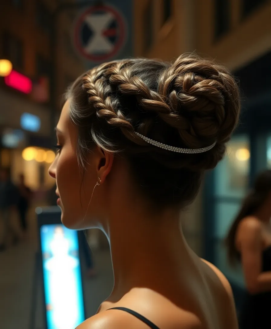 21 Headband Hairstyles Updo You'll Be Obsessed With - 2. Braided Updo with a Thin Metallic Headband