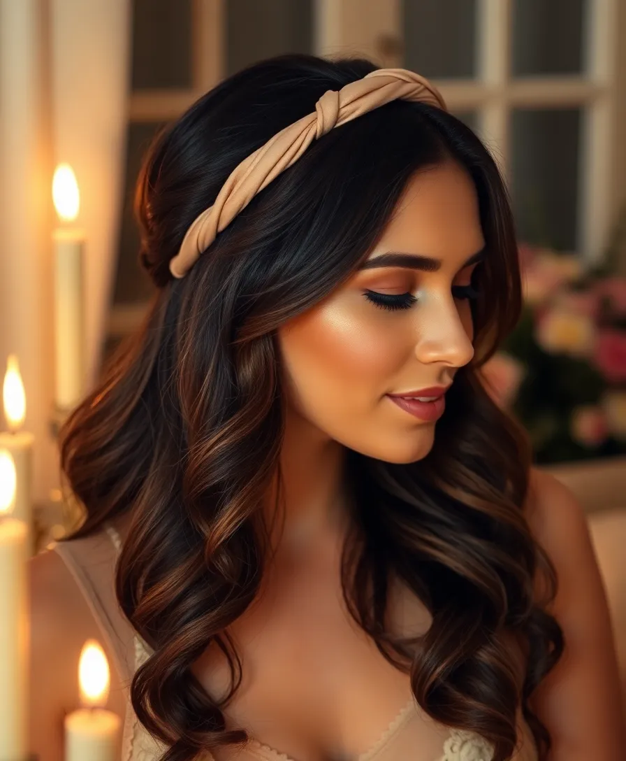 21 Headband Hairstyles Updo You'll Be Obsessed With - 12. Romantic Loose Waves with a Twisted Headband