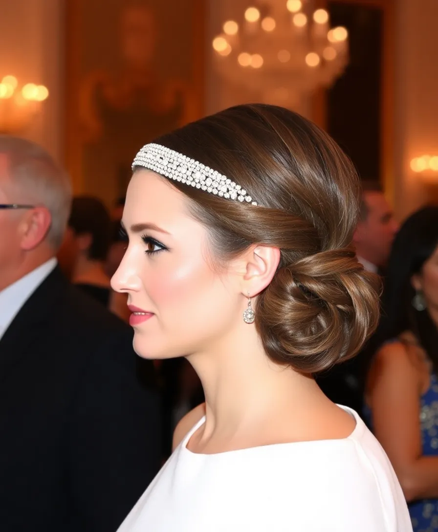 21 Headband Hairstyles Updo You'll Be Obsessed With - 14. Elegant French Twist with a Beaded Headband