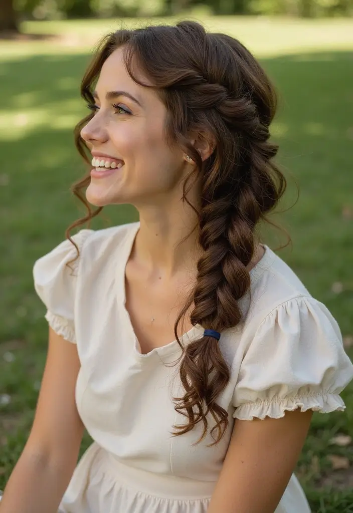 22 Cute Curly Hairstyles That Will Transform Your Look Instantly! - 5. Side Braid with Curls