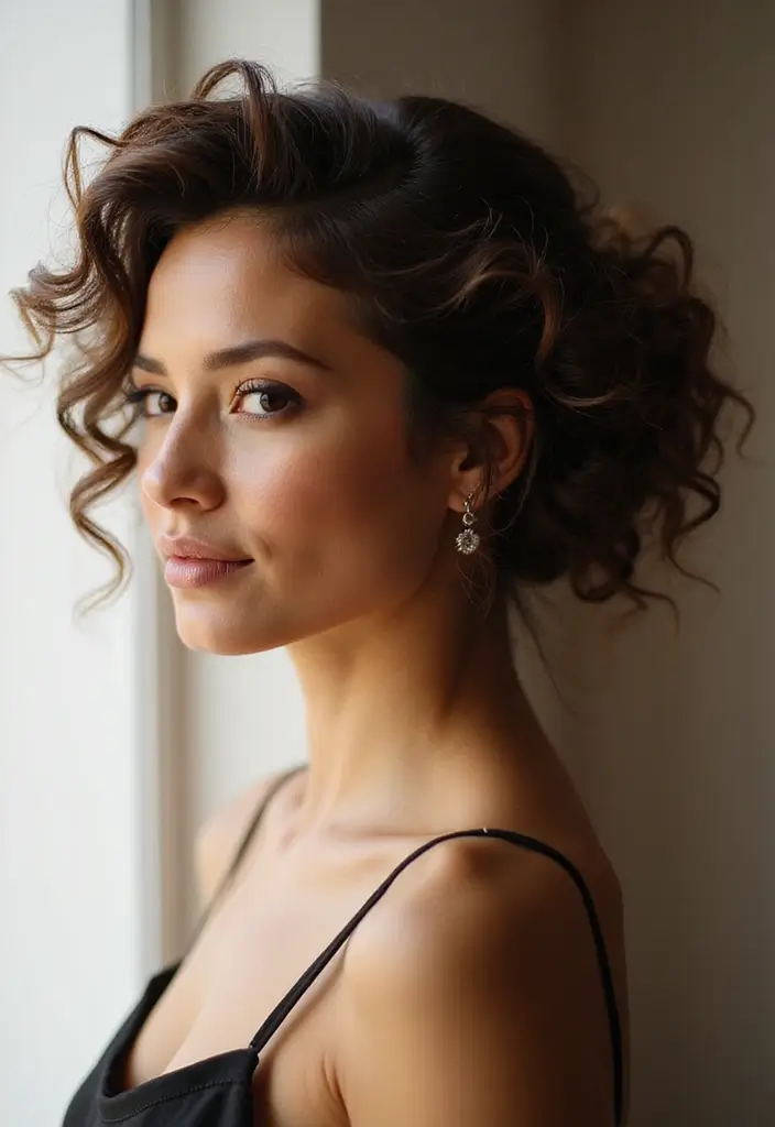 22 Short Curly Hairstyles That Will Make You the Center of Attention! - 12. The Curly Updo