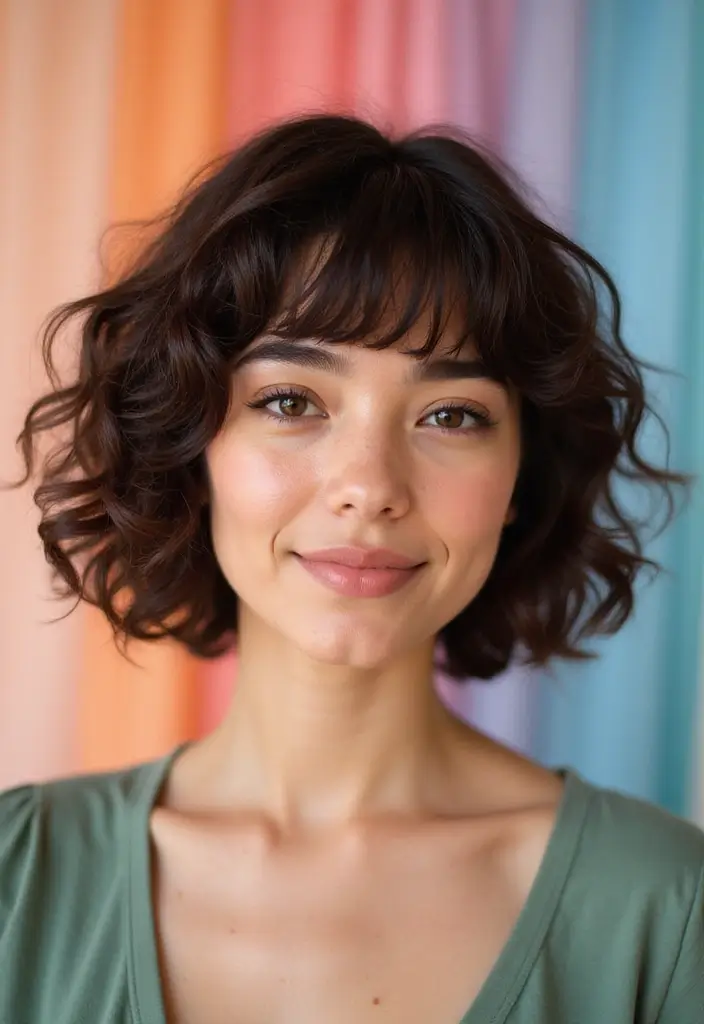 22 Short Curly Hairstyles That Will Make You the Center of Attention! - 6. The Curly Bangs