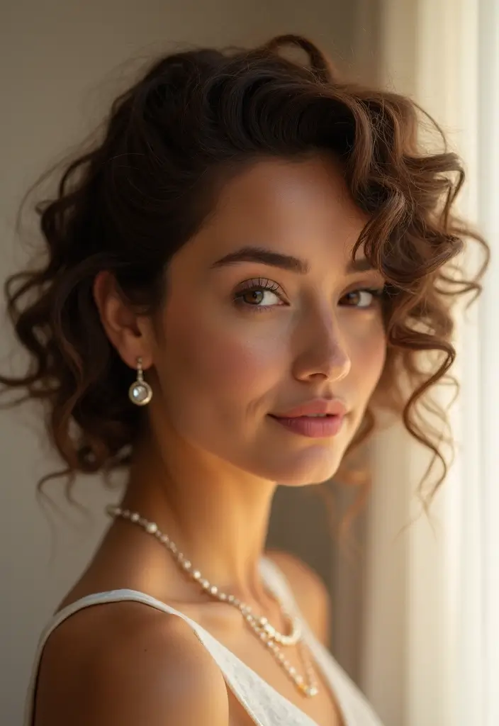 22 Short Curly Hairstyles That Will Make You the Center of Attention! - 22. The Curly Romantic Twist