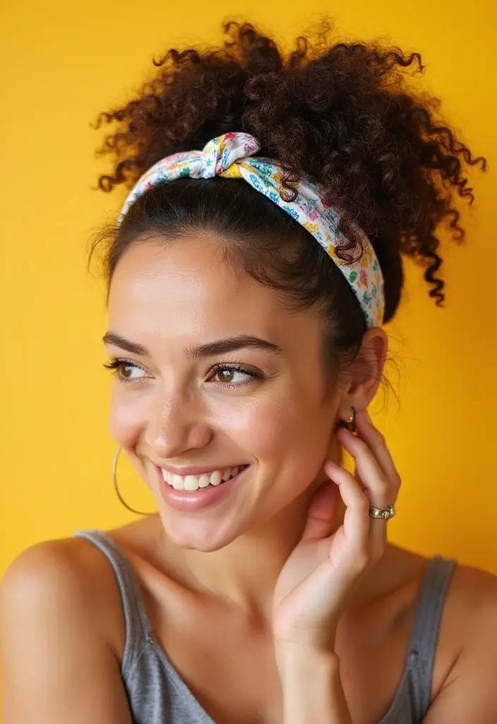 22 Short Curly Hairstyles That Will Make You the Center of Attention! - 17. The Curly Headband Tuck
