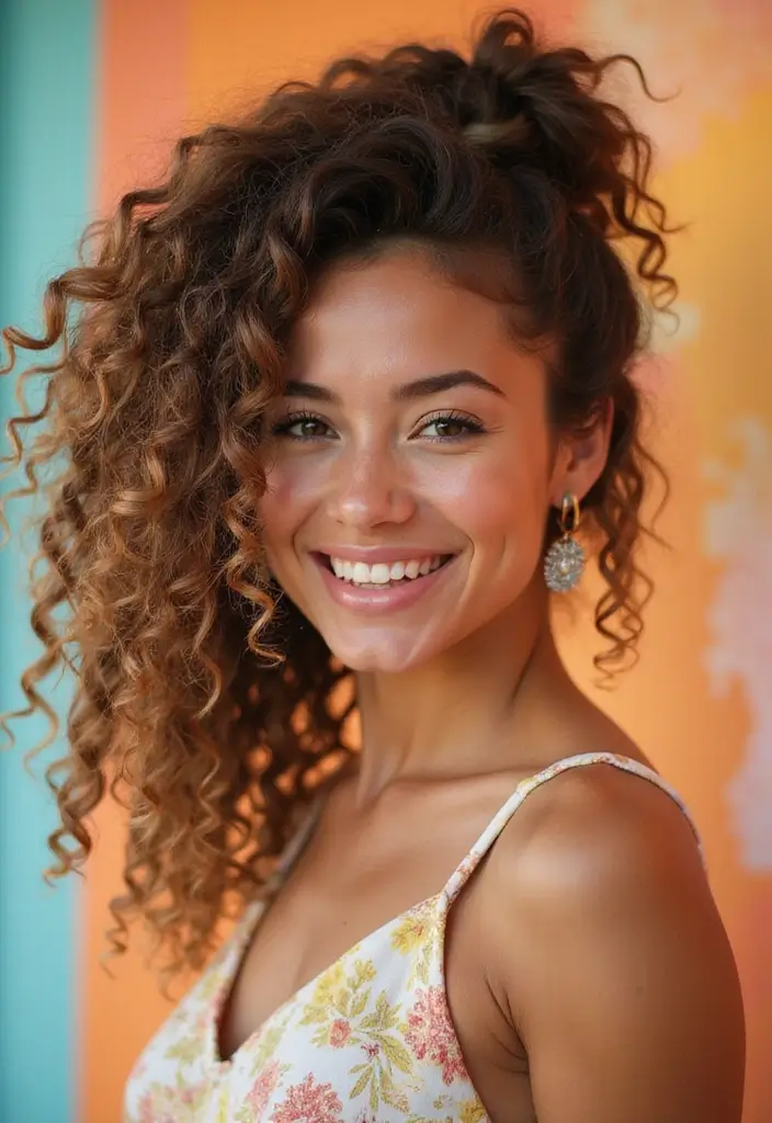 22 Short Curly Hairstyles That Will Make You the Center of Attention! - 13. The Curly Side Ponytail